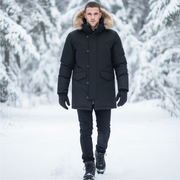 Soia & Kyo Other - Soia & Kyo men’s Black Puffer Jacket with Fur Trim